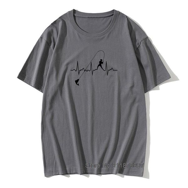 

men's t-shirts 100% cotton est fishing heartbeat graphic men t-shirt summer basic art tshirt short sleeve vintage funny tees, White;black
