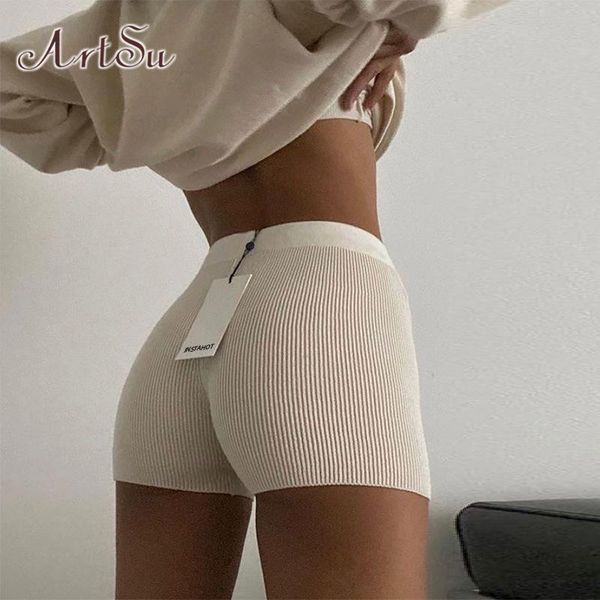 

white black casual summer high waist shorts elastic knitted biker shorts women cotton bodycon mini short pants assh28003