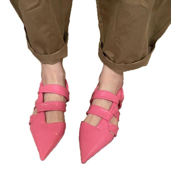 

sandals party pointed toe retro women hollow flat shoes fashion slingbacks zapatos mujer rome trend pvc buty, Black