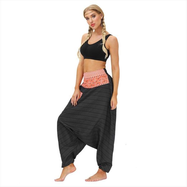 

sarouel femme summer oversized harem womens capri fitness bloomers drop crotch cool home wear trousers, Black;white