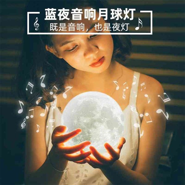 

creative bluetooth speaker usb charging bedside atmosphere table led colorful remote control moon lamp