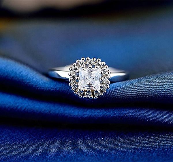 

wedding rings plated white gold silver 925 ring for women jewelry, Slivery;golden