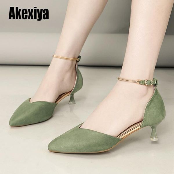 

dress shoes heels women two piece thick ladies party green summer buckle ankle strap footwear zapatos mujer high u034, Black