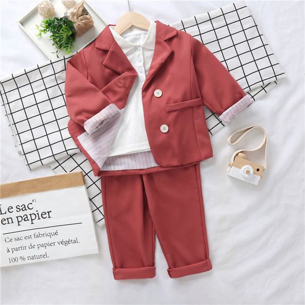 

2021 spring girl boy formal set jacket+pant 2pcs sets toddler baby suit blazer jacket korean clothes girls outfits, White