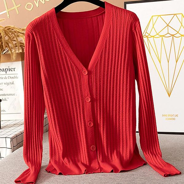 

women's knits & tees sweaters for women simple loose striped sweater butter-down cardigan female oversized v-neck coat autumn 2021, White