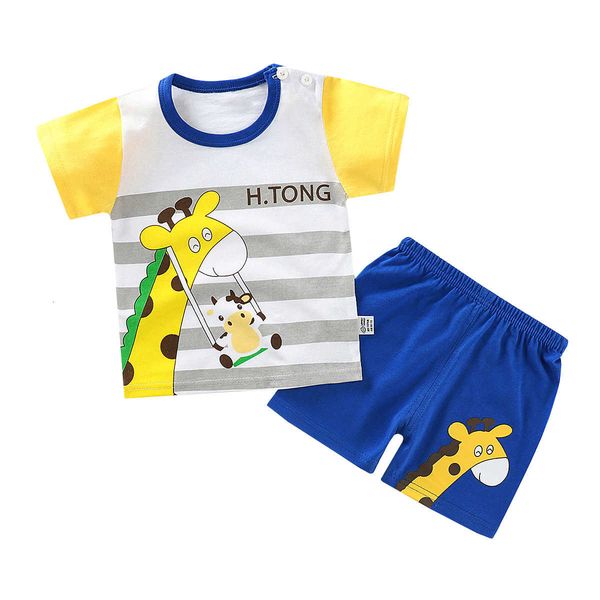 

summer new cotton children's t-shirt 2021 korean baby short sleeve shorts two piece set, Black;white