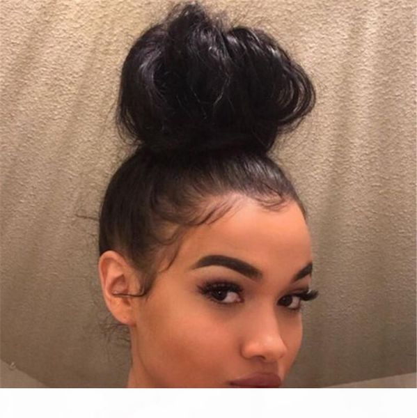 

full lace human hair wigs virgin malaysian straight lace front wigs pre plucked natural hairline with baby hair, Black;brown