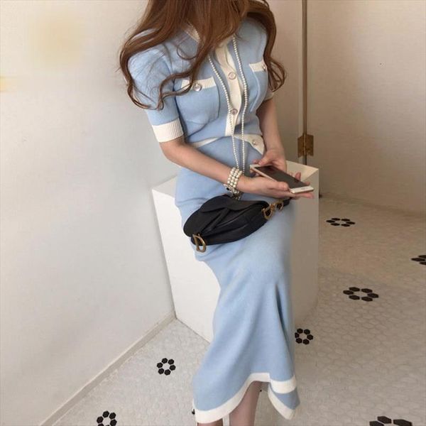 

korean knitted cardigan women hit womens sweaters color single breasted short sleeve o neck high waist long skirt 2, White;black