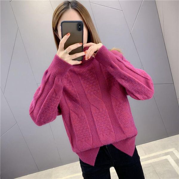 

women's sweaters autumn winter thick long sleeve turtleneck jumper female loose warm velvet knitted sweater pullover ladies knitwear d2, White;black