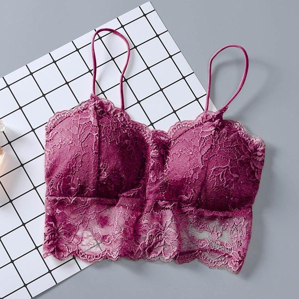 

summer women lace vest sleeveless solid unpadded bralette have a chest pad wearing sports underwear #wt, Black;white