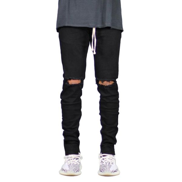 

men's jeans ripped zipper spring autumn skinny hip hop, Blue