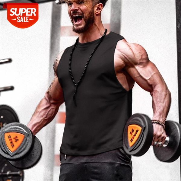 

solid color gyms tank men fitness bodybuilding workout cotton sleeveless shirt male summer casual muscle singlet vest #np5j, White;black
