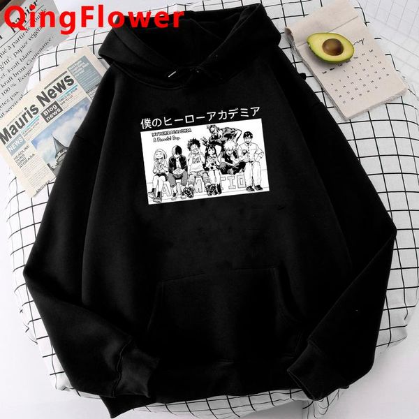 

men's hoodies & sweatshirts my hero academia boku no male korea ulzzang graphic oversized pullover printed, Black