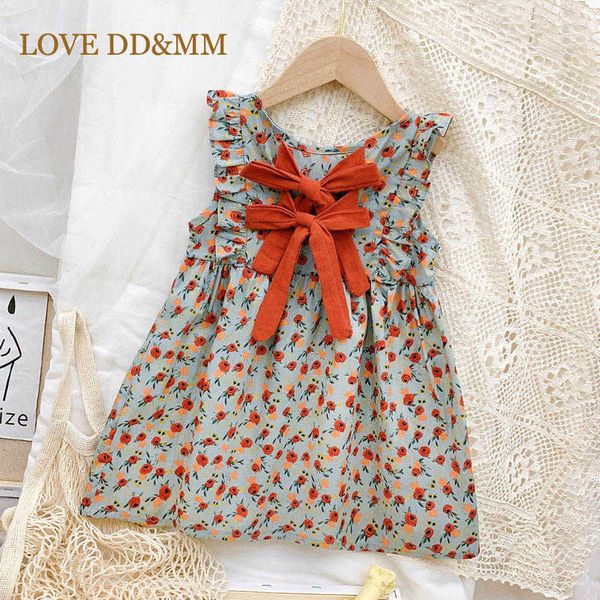 

love dd&mm girls floral princess costumes summer casual baby girl fashion back bow flowers dresses kids party vestidos 3-7y 210715, Red;yellow