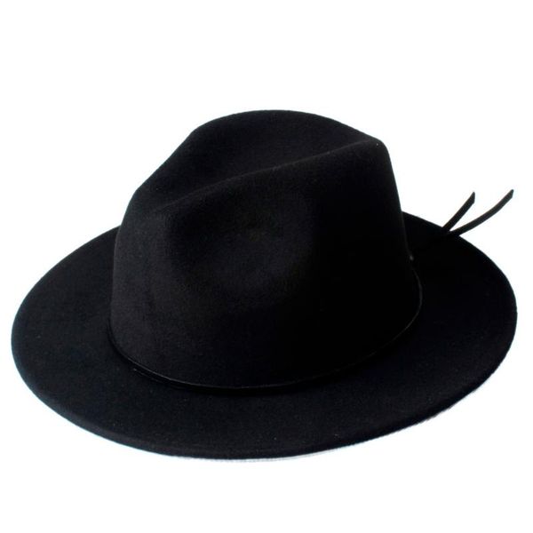 

stingy brim hats brand wool women's chapeu feminino fedora hat for laday woolen wide jazz cap panama sun 20, Blue;gray