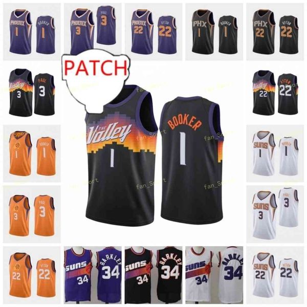

2021 finales devin 1 booker chris 3 paul jersey patch deandre 22 ayton steve 13 nash charles 34 barkley mesh hommes basketball black purple, Black;red