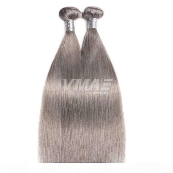 

vmae indian remy virgin human hair weft silver gray color 3 bundles silky straight hair extensions 100% unprocessed weaves natural soft, Black