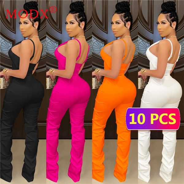 

women's two piece pants bulk items wholesale lots fashion suits women set outfits solid zipper spaghetti strap crop & pans m7197, White