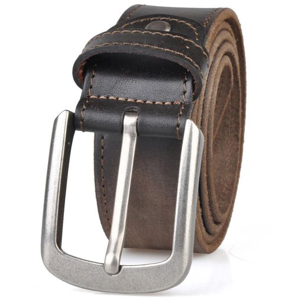 

belts beafiry fashion single layer leather men's belt alloy buckle luxury handmade retro cowhide waist strap classic brown black, Black;brown