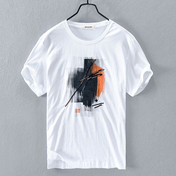 

2021 summer new style t-shirt white stitching embroidery round neck t shirt for men fashion comfortable tshirt mens camisa urqc, White;black