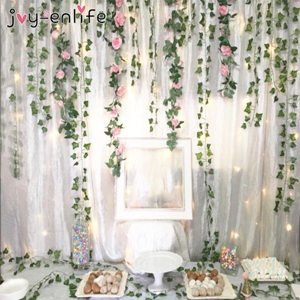 

wedding decoration silk artificial roses flowers rattan led string lights for home wall garden wedding party hanging garland