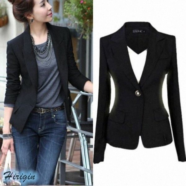

spring summer women casual jacket women black slim single button casual business jacket size s 3xl outerwear bomber jackets from , vcaa#, Black;brown