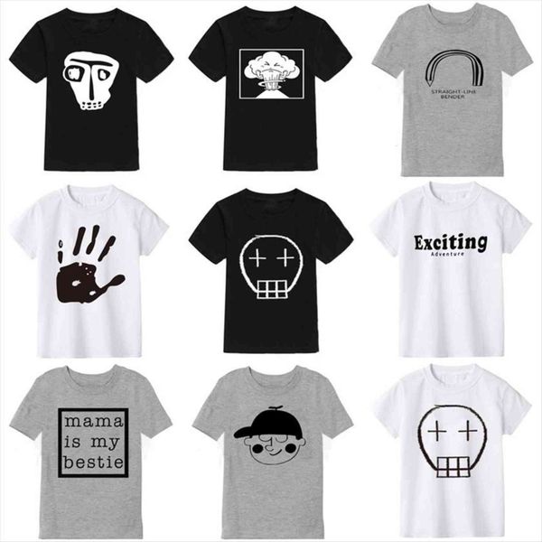 

children t shirt skull fashion cartoons cotton short sleeve boys kids for girls summer clothes 2 10y, Blue
