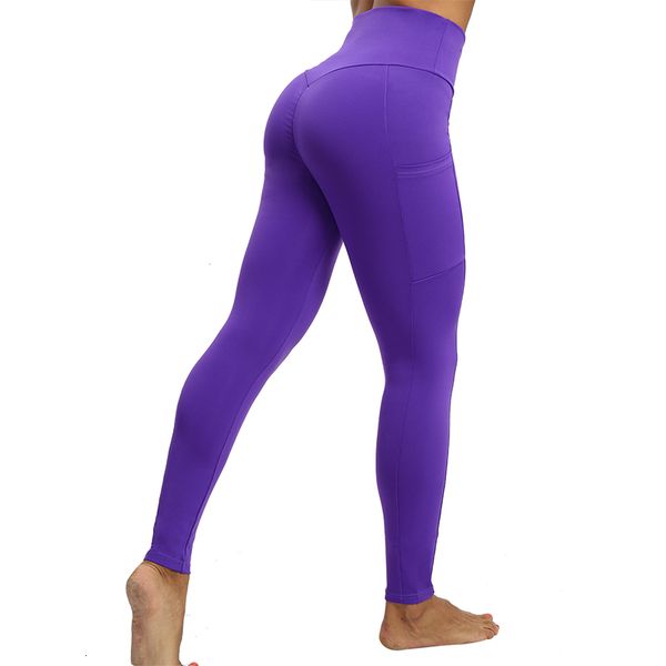 

leggings women workout push up legging anti cellulite waist pants pocket slim breathable wi6r, Black