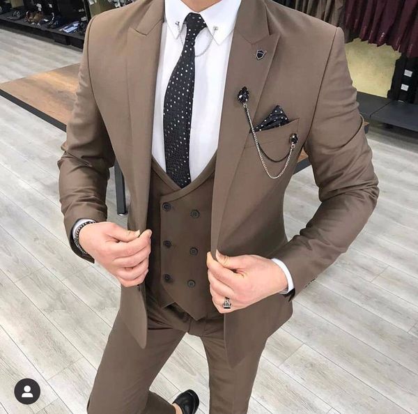 

men's suits & blazers brown fashion male suit smolking fine fit and culine evening s for groom tuxedo groomsmen prom 3-bun y1x9, White;black