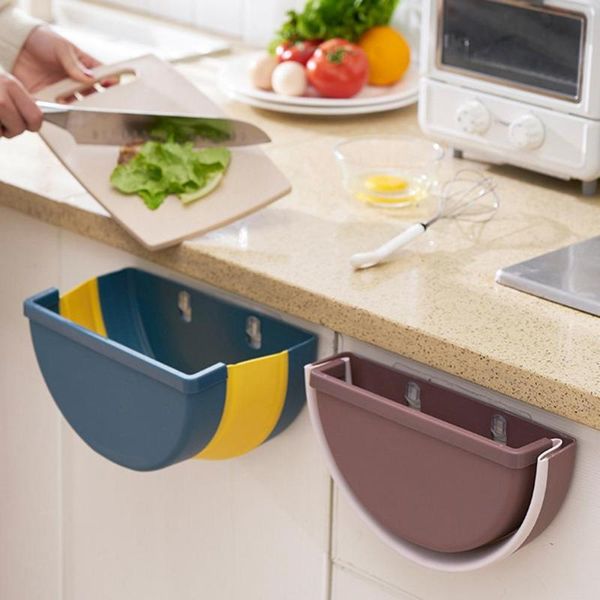 

hanging baskets waste bin trash can cabinet door toilet storage wall mounted folding bathroom cute home cleaning tool