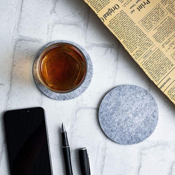 

mats & pads 10pcs drink waterproof felt cup mat coffee heat resistant non-slip round table decor