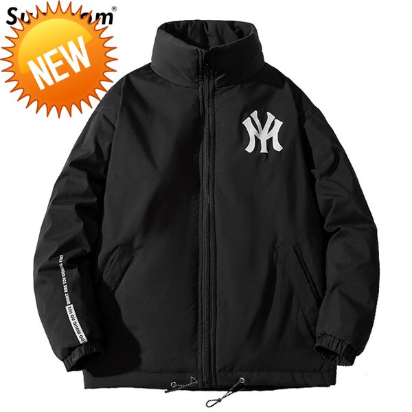 

2021 new arrival brand clothing casual zipper fashion male and female students collar winter warm cotton coat down jacket, Black