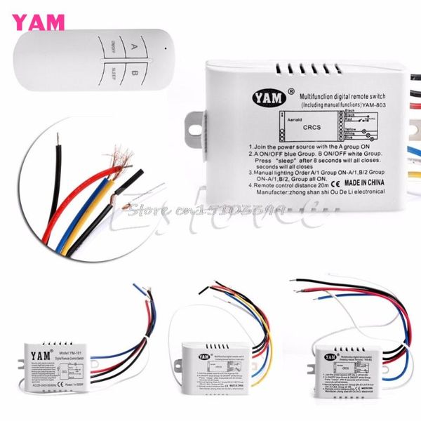 

smart home control 220v 1/2/3 ways wireless on/off lamp remote switch receiver transmitter drop ship