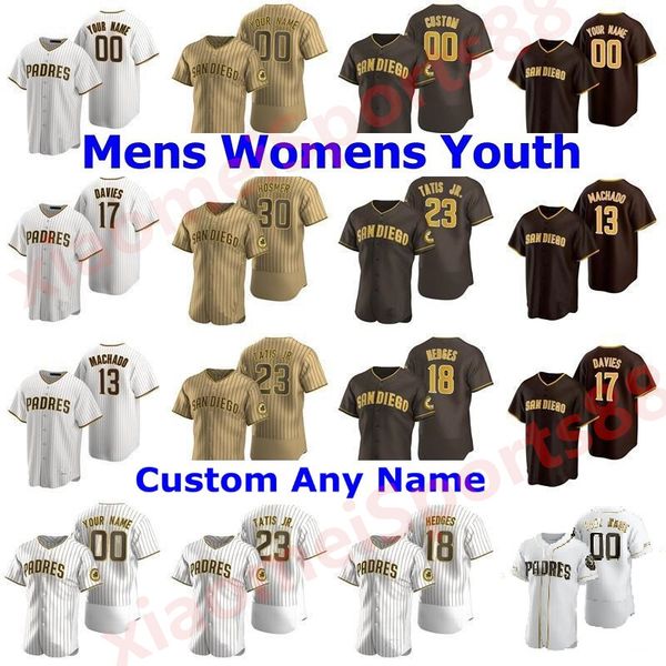 

new 2020 men women youth kids san diego fernando tatis jr manny machado tony gwynn eric hosmer brown is back padres baseball jerseys, Blue;black
