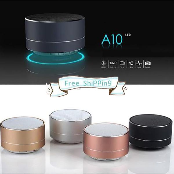 

mini portable speakers a10 bluetooth speaker wireless handswith fm tf card slot led audio player for mp3 tablet pc in box