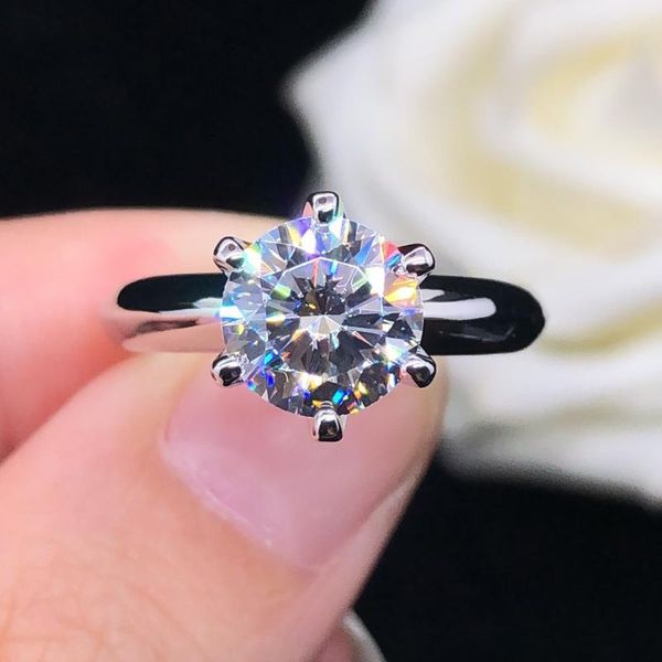 

cluster rings solid platinum pt950 ring 0.5ct round diamond engagement statement wedding jewelry for lady d color vvs1 beautiful box, Golden;silver