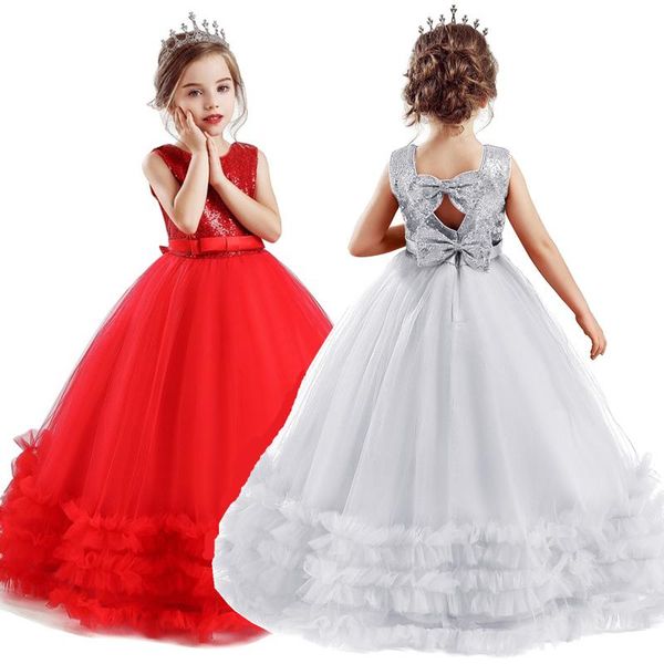 

girl's dresses girls christmas dress for weddings year embroidery girl evening long gown sequin princess costume party gowns 6 14y, Red;yellow