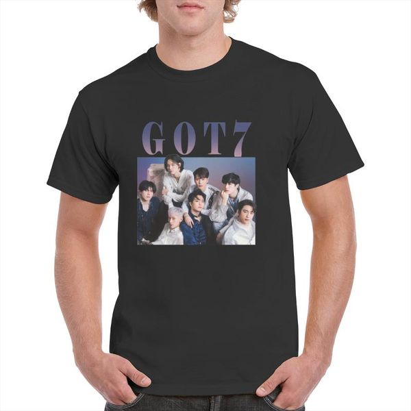 

men's t-shirts got7 band t-shirt kpop 90's retro graphics 100% cotton female/man, White;black
