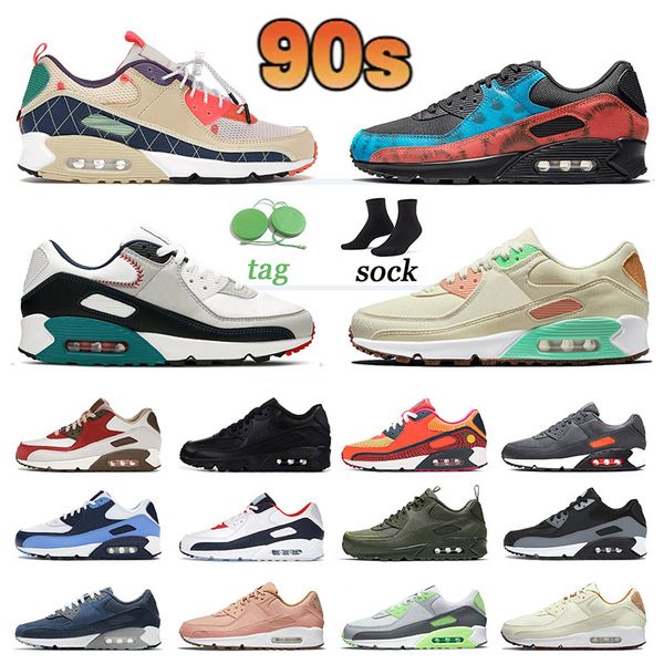 

90 90s running shoes for mens womens off surplus trail team gold air max triple black white usa tie-dye cork obsidian grey trainers airmax s