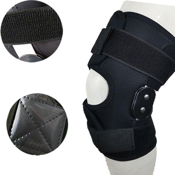

outdoor sports joint brace running ergonomic double hinged protector professional knee pad support aluminum alloy climbing, Black;gray