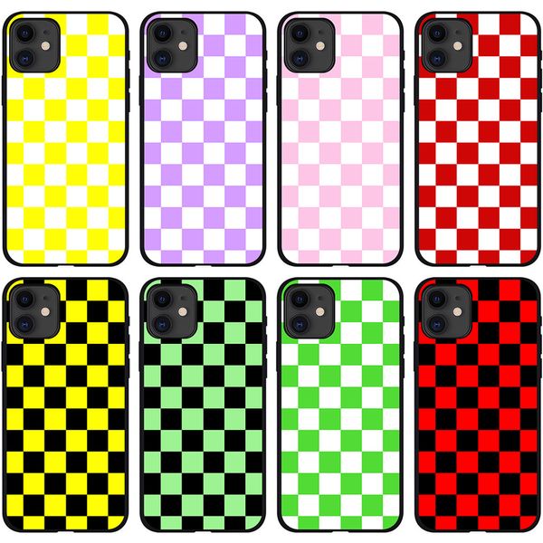 Custodie per telefoni in lattice colorate di lusso Cover in TPU morbido in gel per iPhone 11 12 PRO XR X MAX 7 8 PLUS Custodia alla moda stampata con motivo quadrato