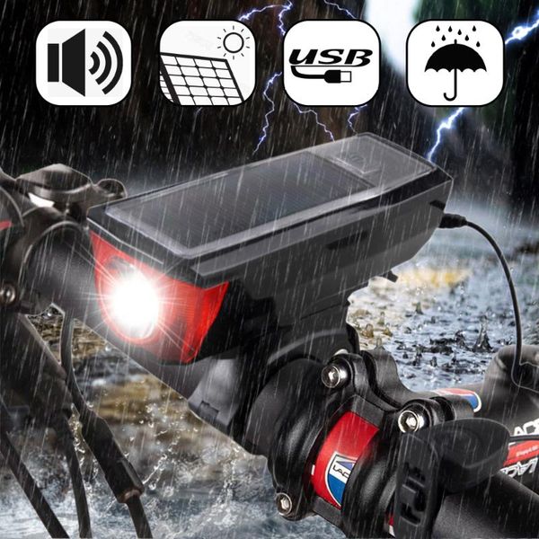

solar bike light smart sensor mountain bike headlight with speaker riding equipment accessories usb bicycle light