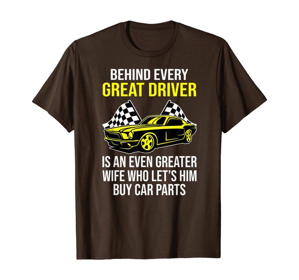 

funny husband driver great wife racing car parts t-shirt, White;black