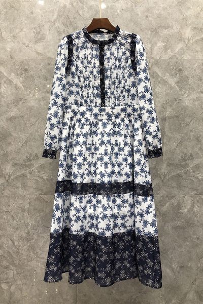 

xiaozi western floral stitching fashion hong kong style dress womens autumn european goods new temperament long dress 9s, White;black
