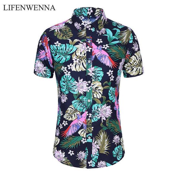 

summer arrival casual men's shirts fashion short sleeve hawaiian floral shirt flower beach shirts male 5xl 6xl 7xl 210528, White;black