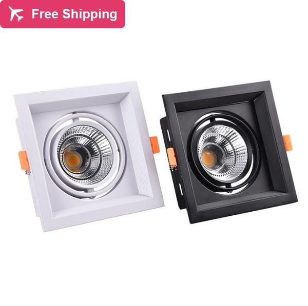 

downlights 10pc dimmable led cob spotlight ceiling lamp ac85-265v 7w 9w 12w 15w aluminum recessed round panel