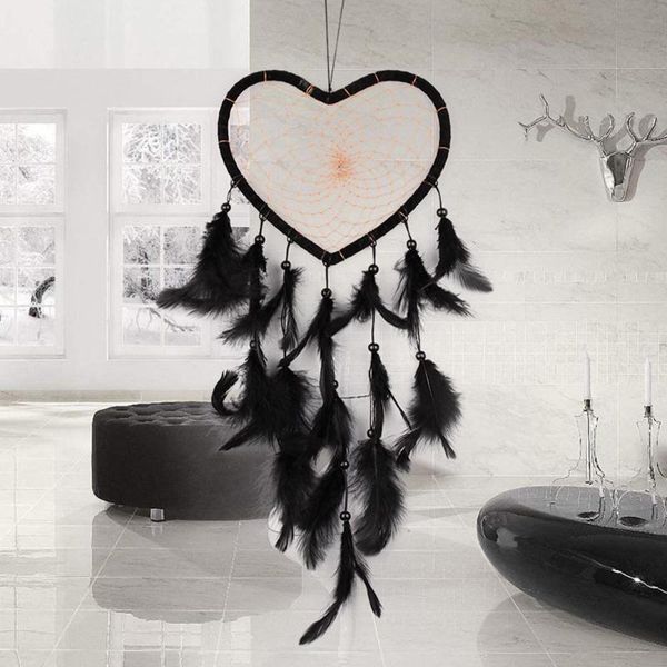 

handmade feather wind bell exquisite heart shape craft dreamcatcher room car wedding party pendent hanging decoration