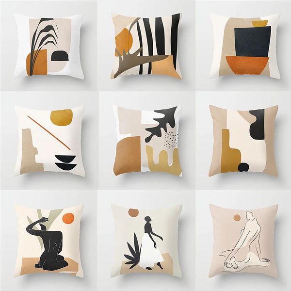

pillow case nordic style abstract geometry super short plush home fabric sofa cushion