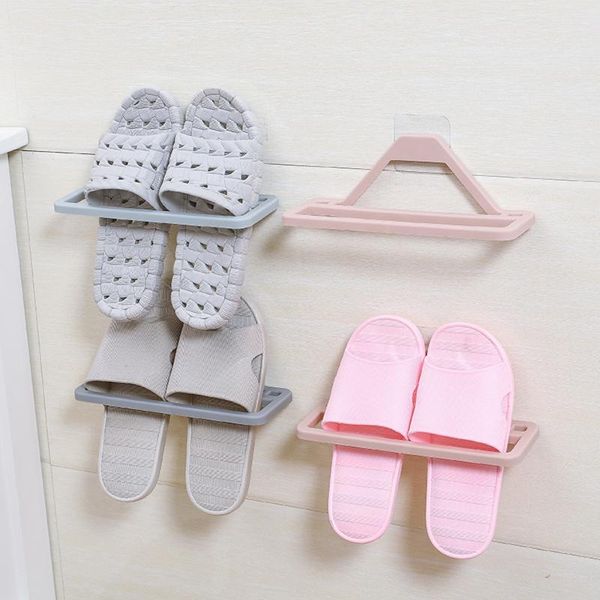 

hooks & rails self adhesive wall mounted shoe rack shoes box hook slippers hanging footwear support hanger plastic stand storage holder