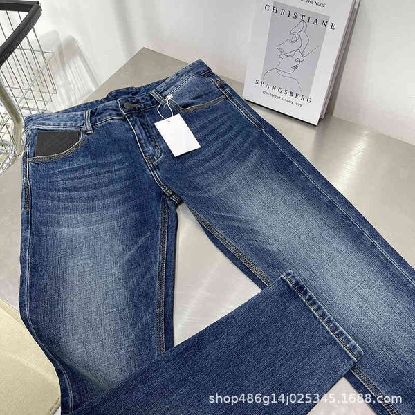 

women's jeans autumn and winter bv home woven pocket wash water slim fit small straight business leisure medium waist men's women&, Blue
